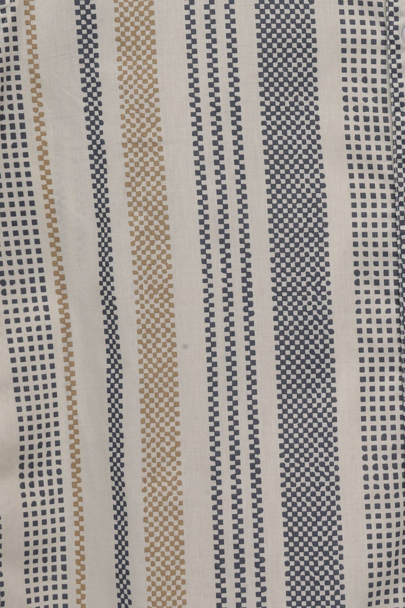 Mens Beige Vertical Striped Casual Shirt - Image 7