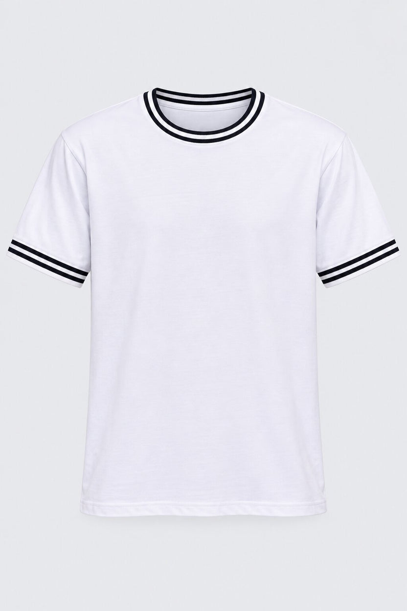 Mens White Contrast Trim T-Shirt - Image 7