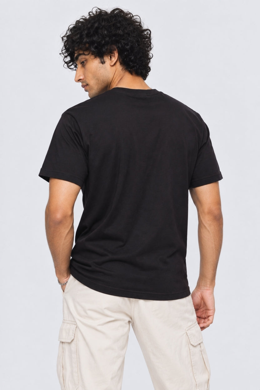 Mens Black Graphic Print T-Shirt - Image 5
