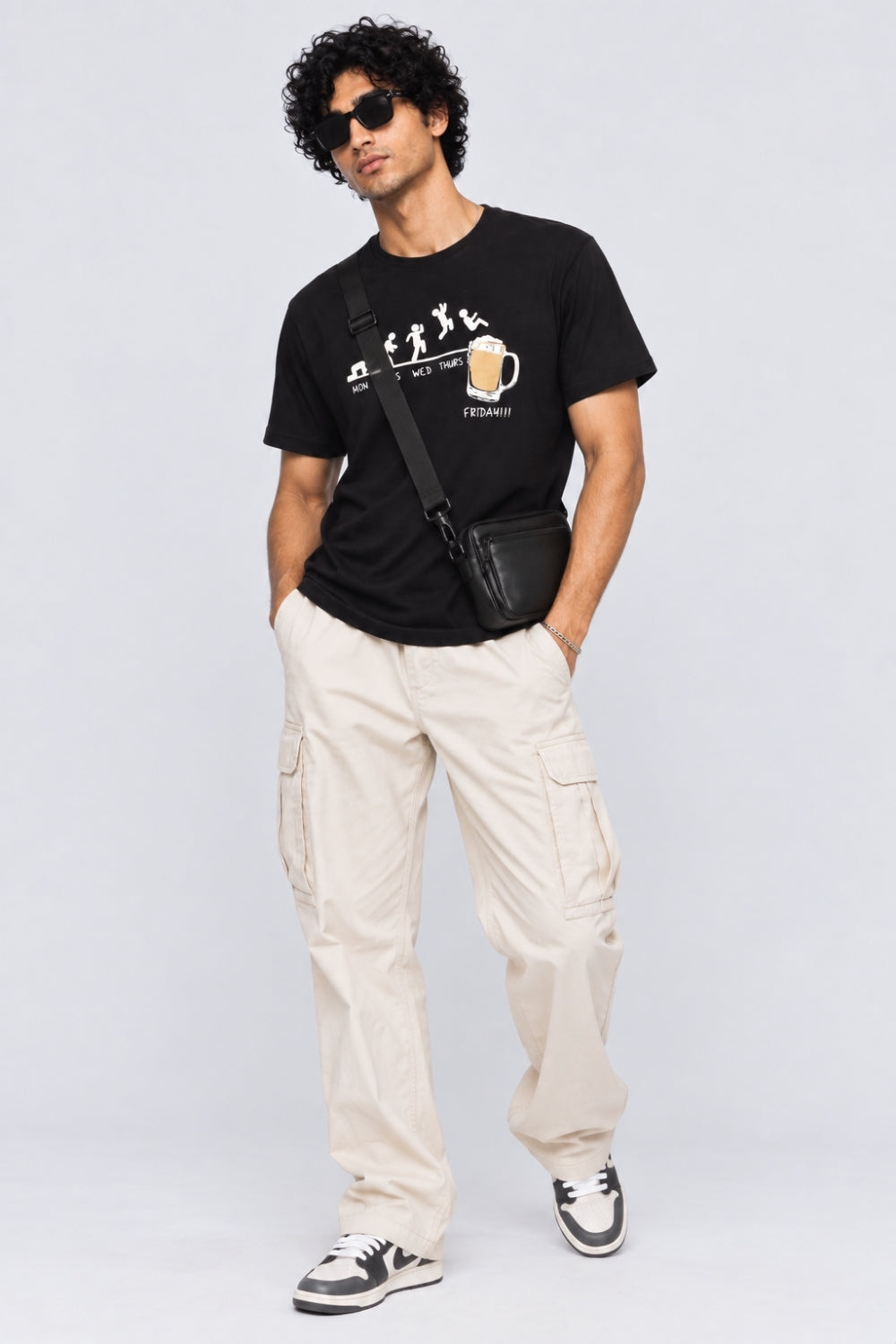 Mens Black Graphic Print T-Shirt - Image 6
