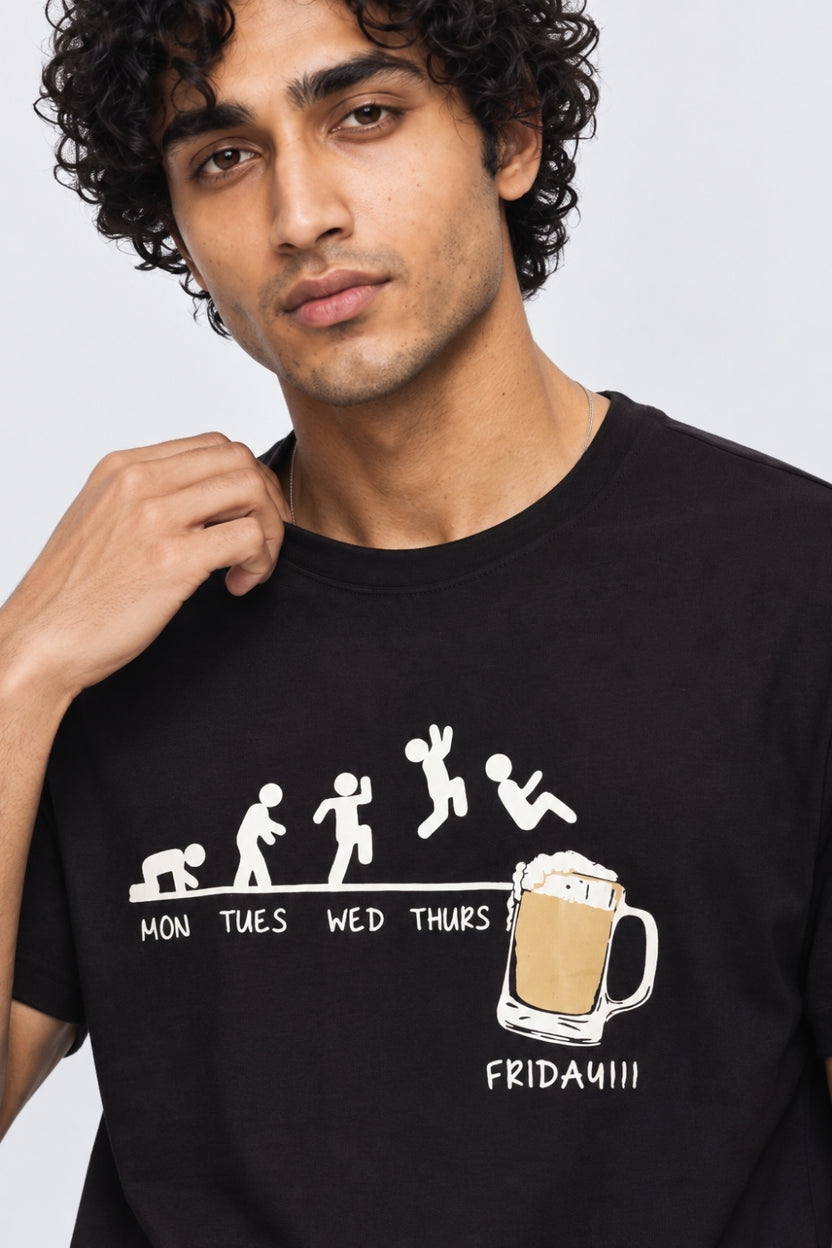 Mens Black Graphic Print T-Shirt - Image 9