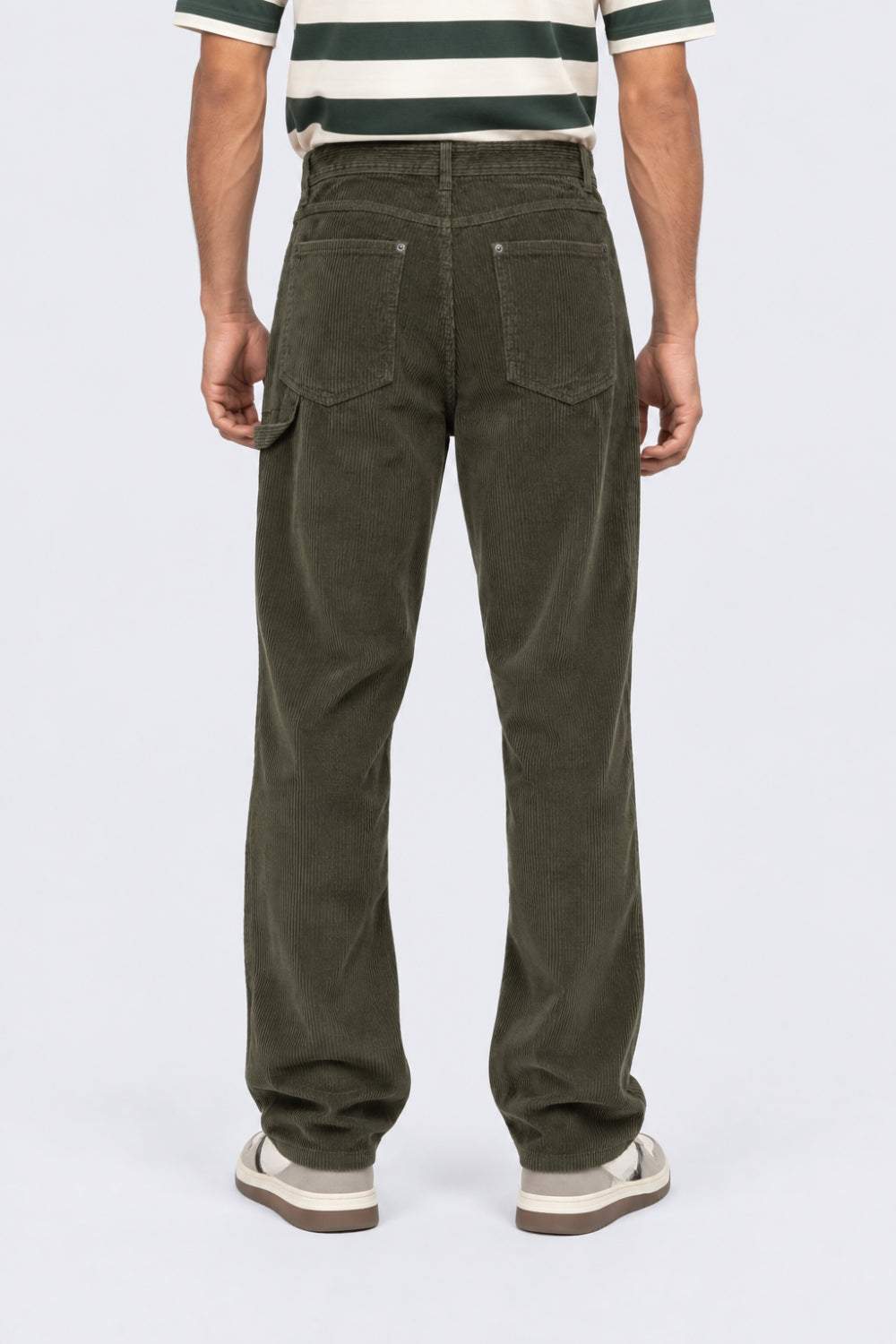 Mens Olive Relaxed Fit Corduroy Trouser - Image 5
