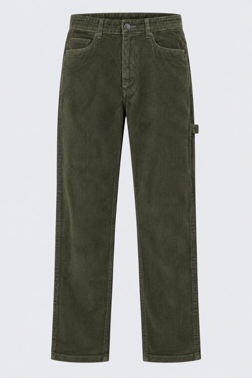 Mens Olive Relaxed Fit Corduroy Trouser - Image 7
