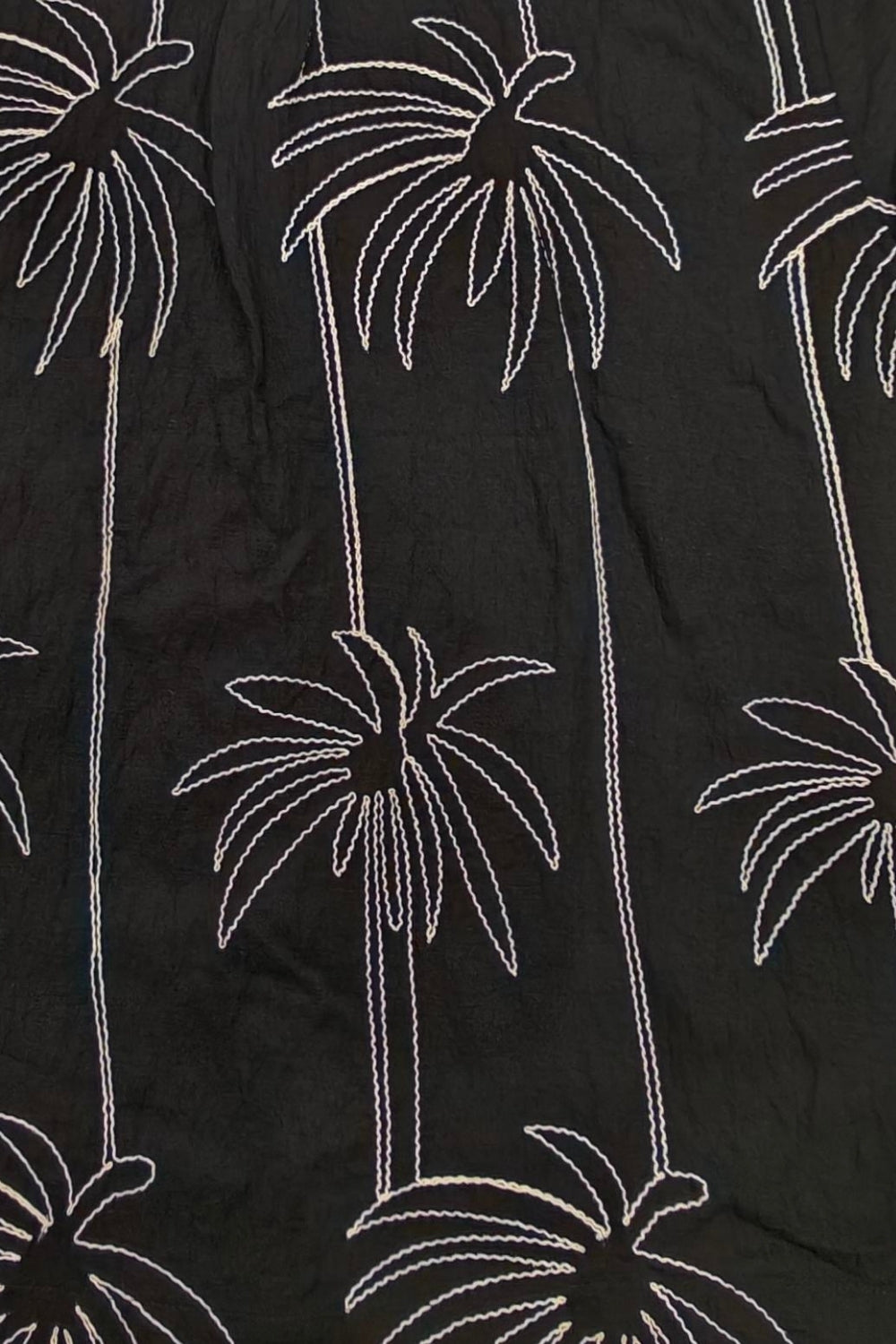 Mens Black Palm Embroidered Resort Shirt - Image 8