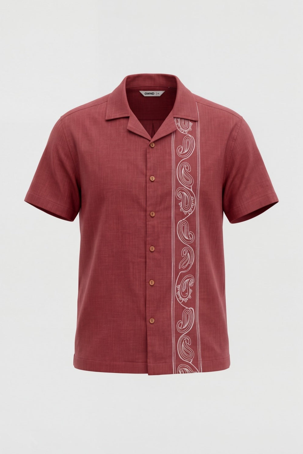 Mens Rust Paisley Print Resort Shirt - Image 7