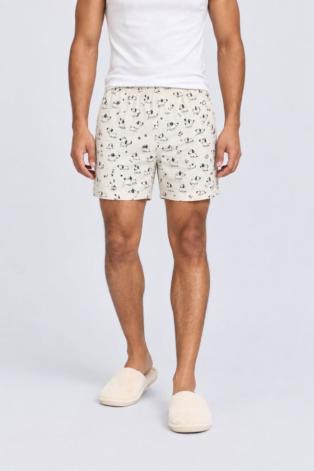 Mens Off White Printed Cotton Boxer - Image 2