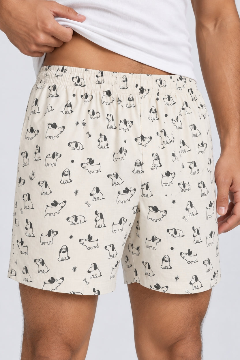Mens Off White Printed Cotton Boxer - Image 9