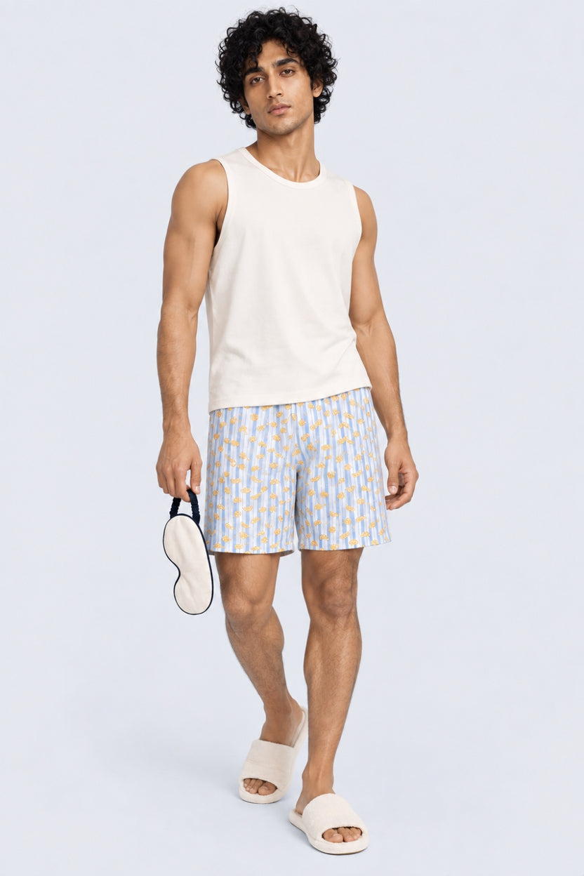 Mens Light Blue Striped Printed Boxer - Image 6