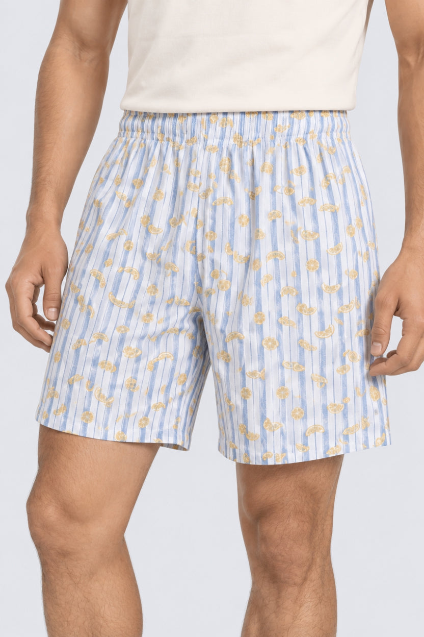 Mens Light Blue Striped Printed Boxer - Image 9