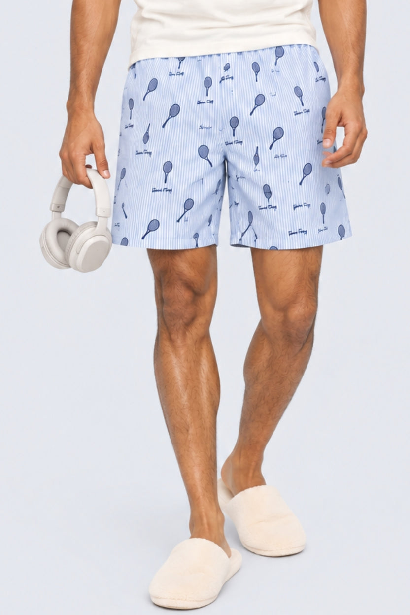 Mens Light Blue Striped Printed Boxer - Image 1