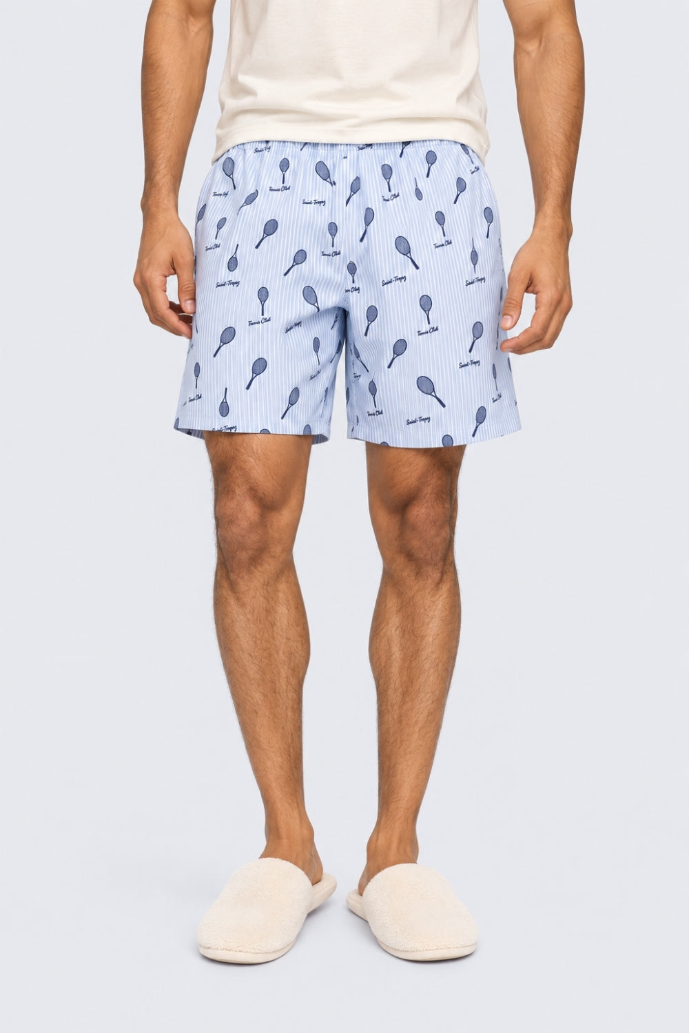 Mens Light Blue Striped Printed Boxer - Image 2