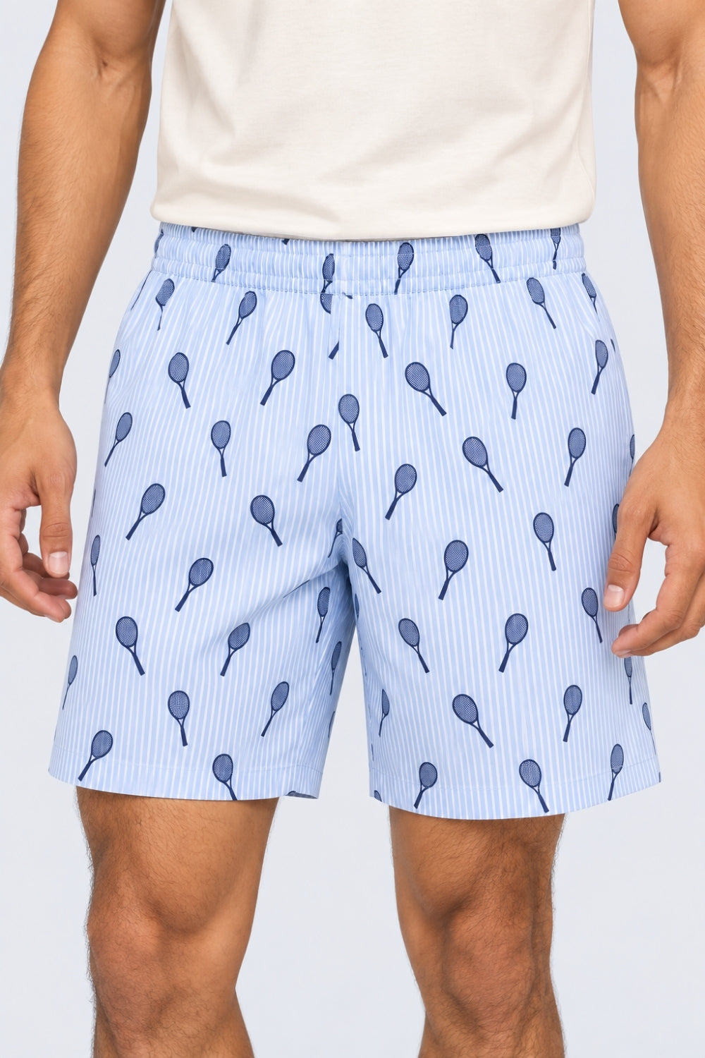Mens Light Blue Striped Printed Boxer - Image 3