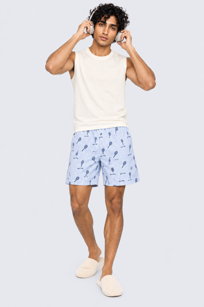 Mens Light Blue Striped Printed Boxer - Image 6