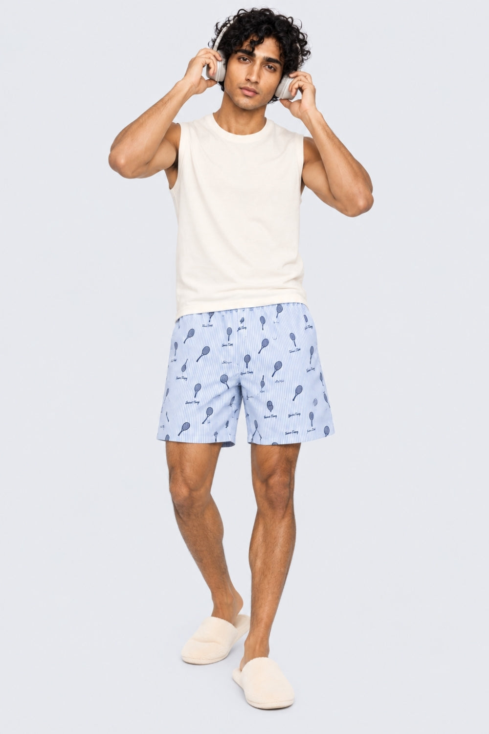 Mens Light Blue Striped Printed Boxer - Image 6