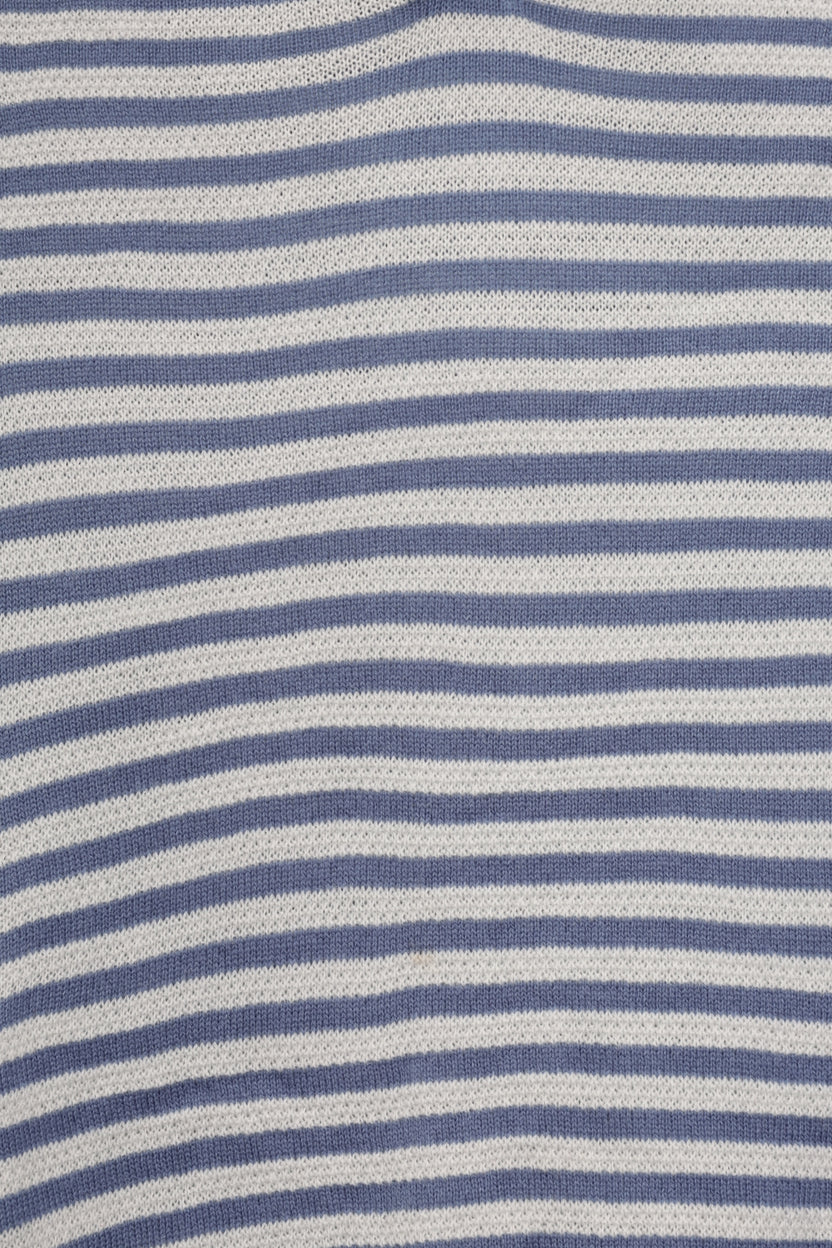 Mens Blue Striped Knit Polo T-Shirt - Image 8