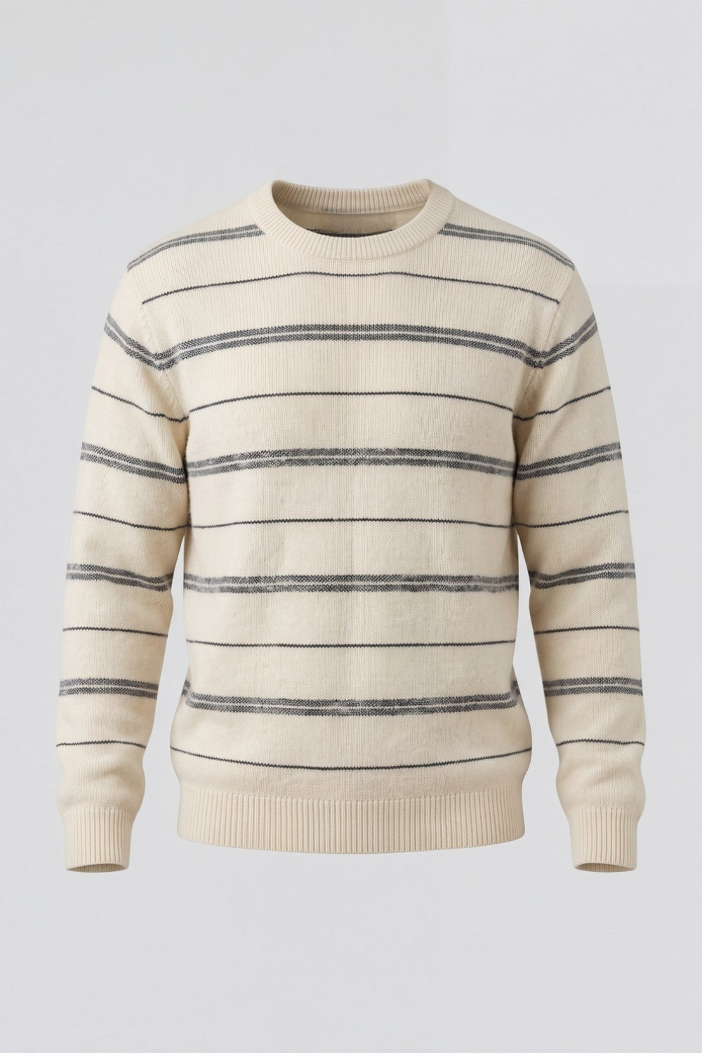Mens Off White Striped Crew Neck Sweater - Image 7