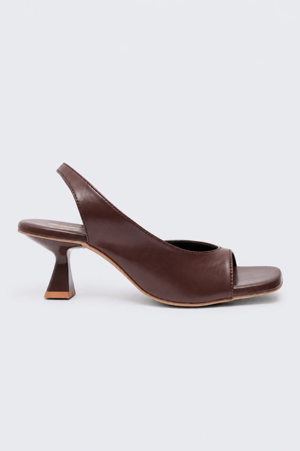 Womens Brown Solid Slingback Heel Sandal - Image 2