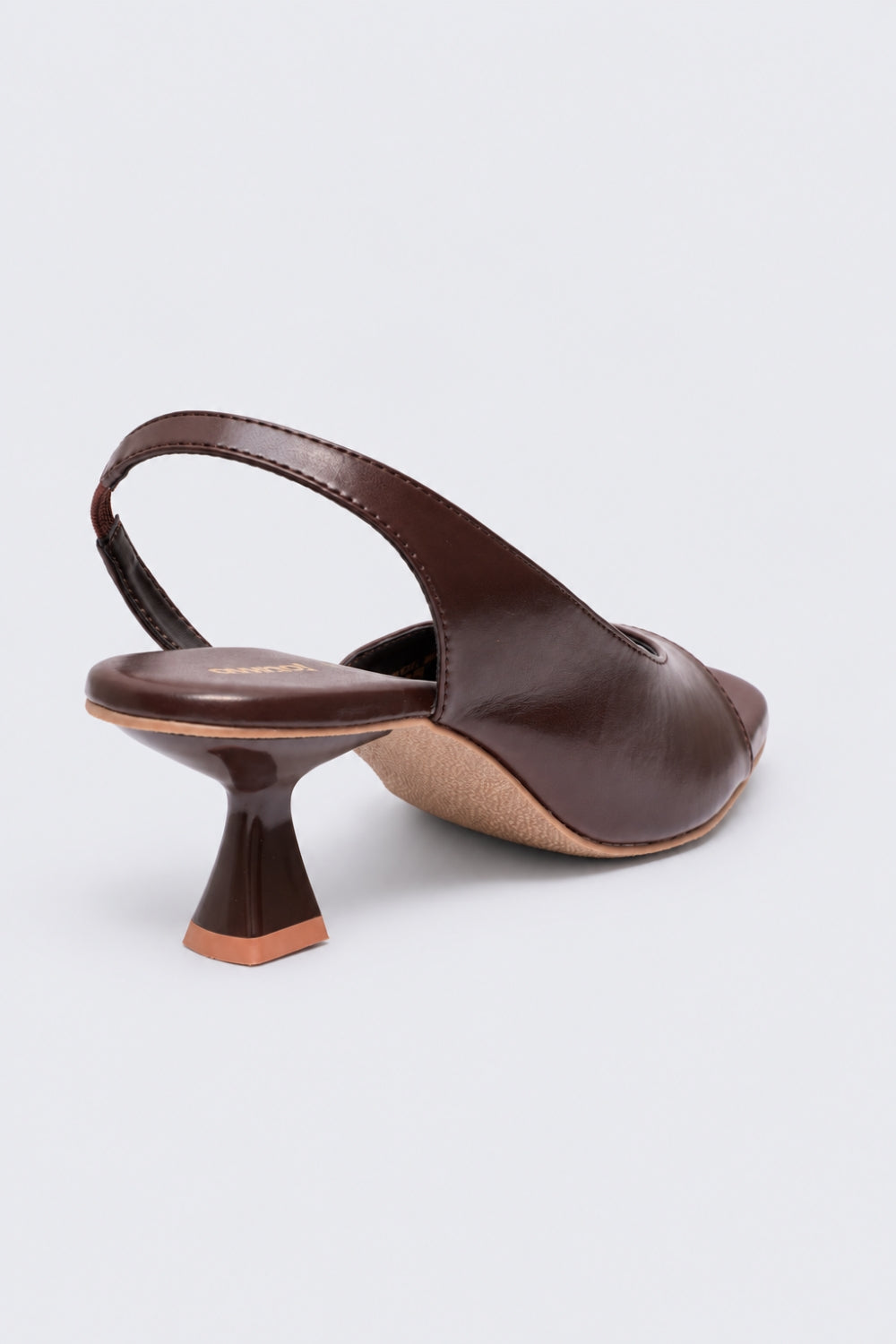 Womens Brown Solid Slingback Heel Sandal - Image 3