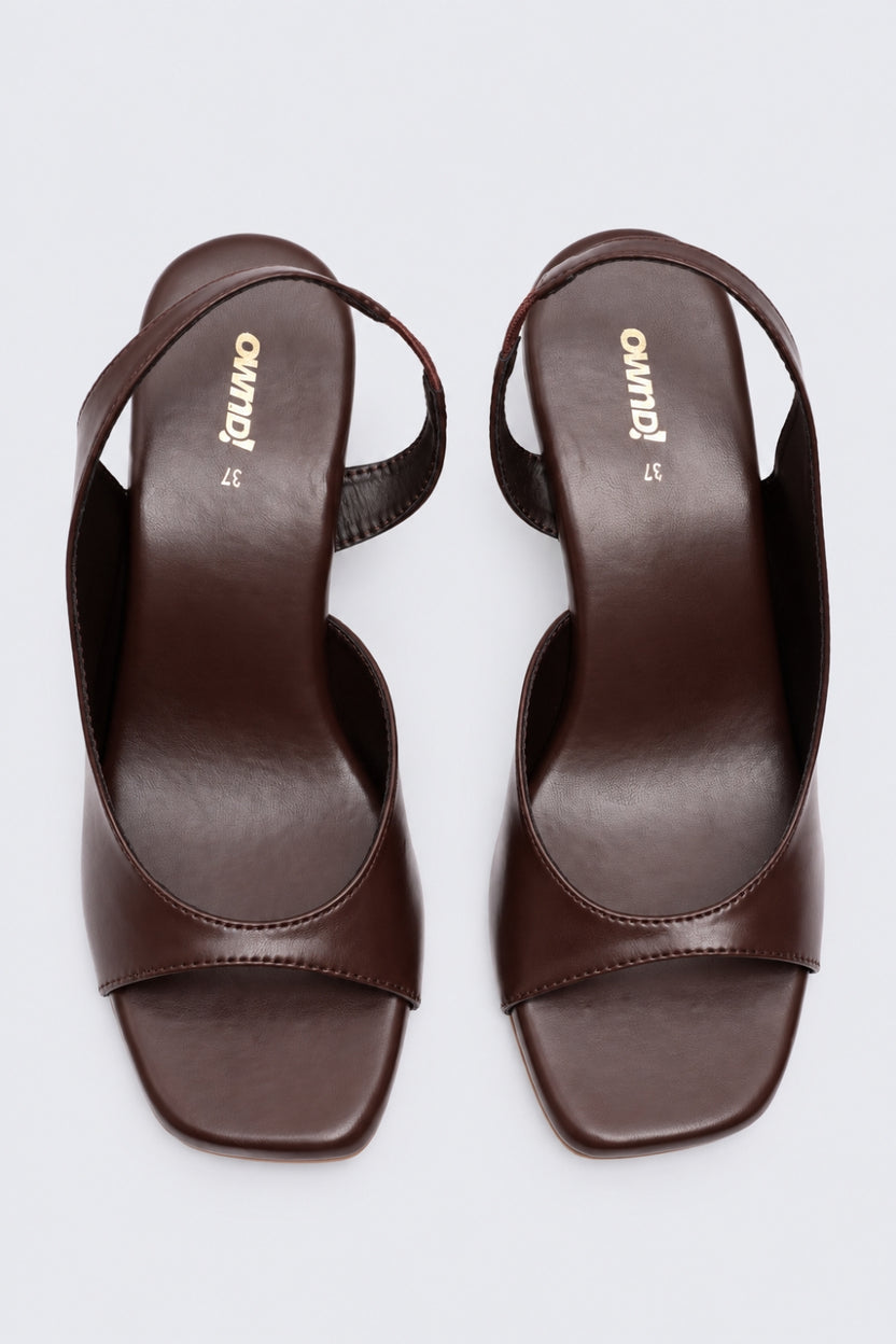 Womens Brown Solid Slingback Heel Sandal - Image 4