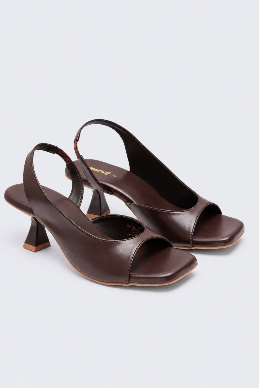 Womens Brown Solid Slingback Heel Sandal - Image 5