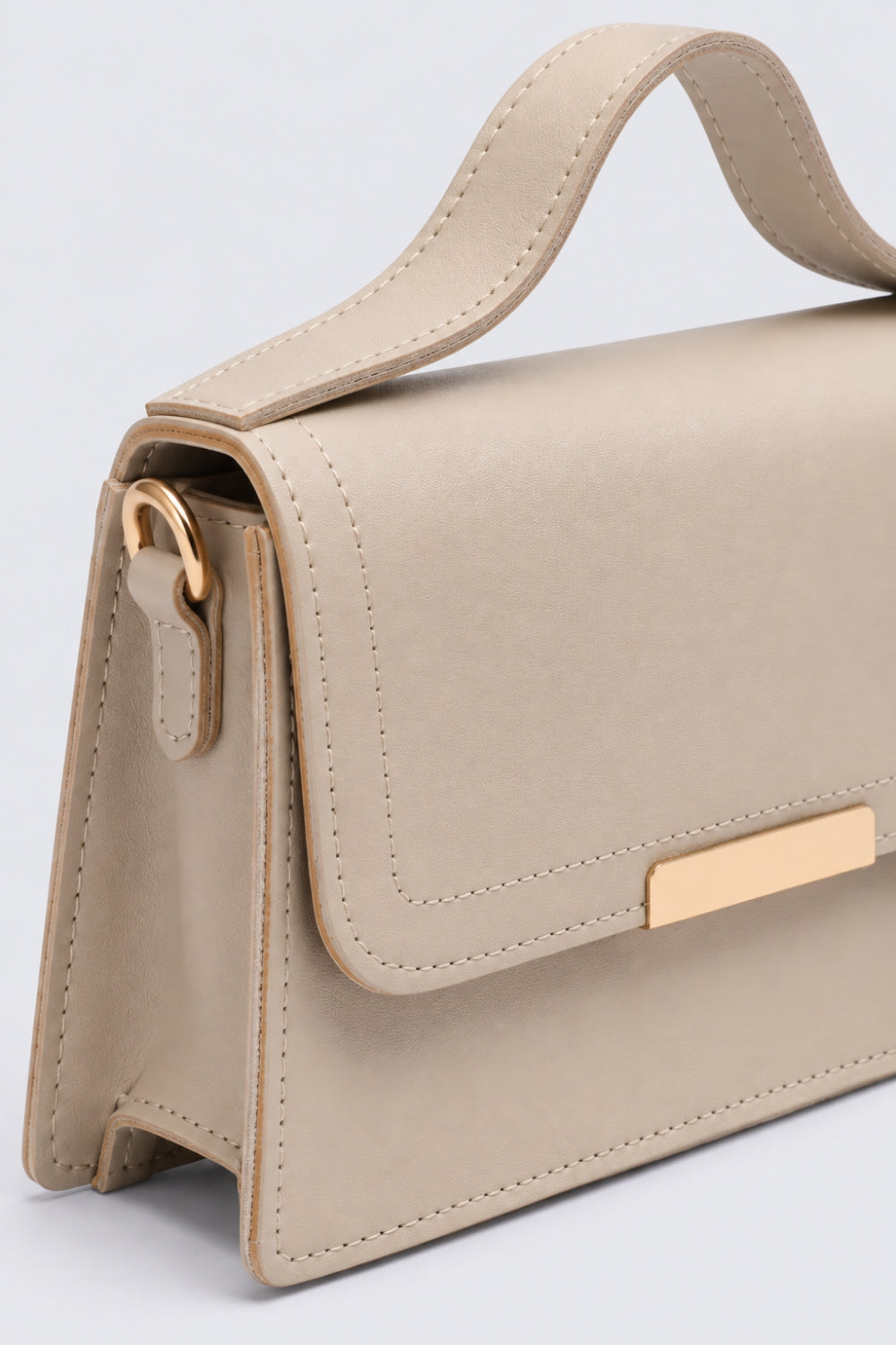Womens Cream Chain Strap Flap Sling Bag - Image 3