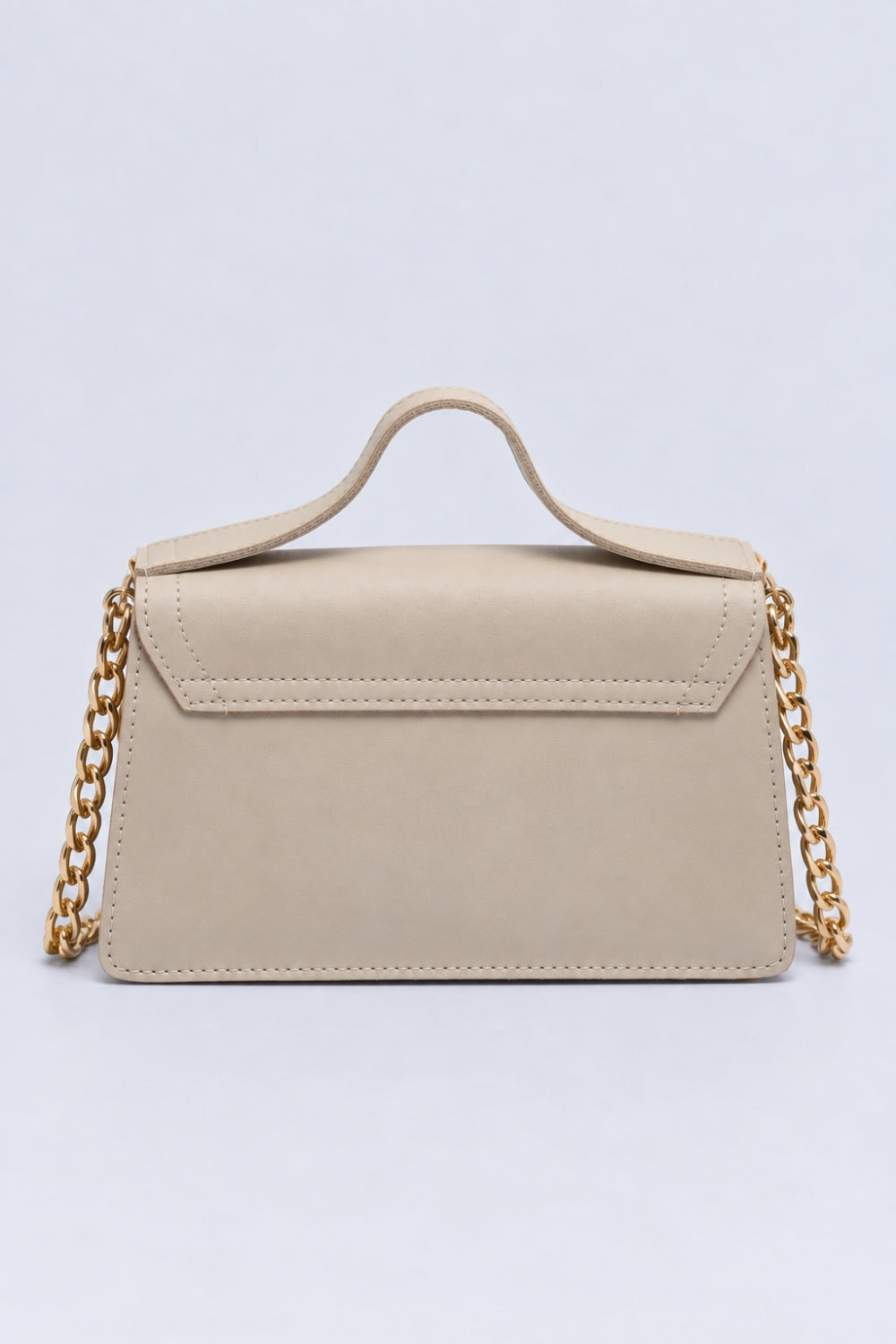 Womens Cream Chain Strap Flap Sling Bag - Image 5
