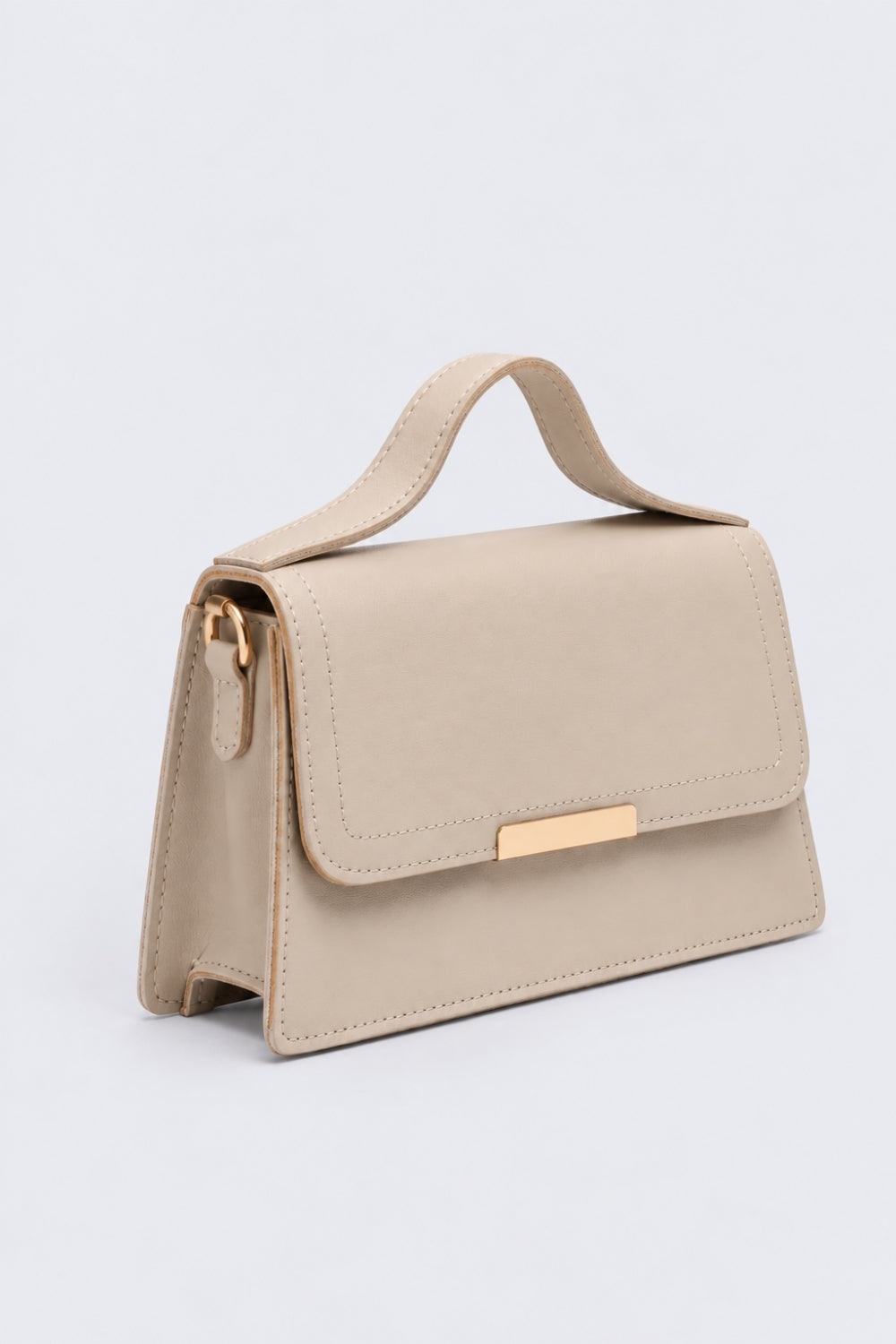 Womens Cream Chain Strap Flap Sling Bag - Image 6
