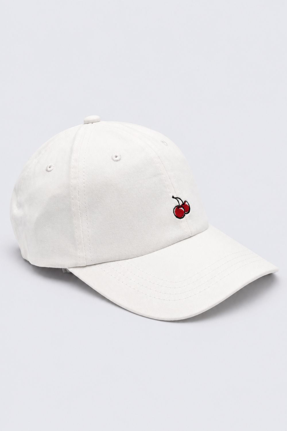 Womens White Cherry Embroidered Cap - Image 2