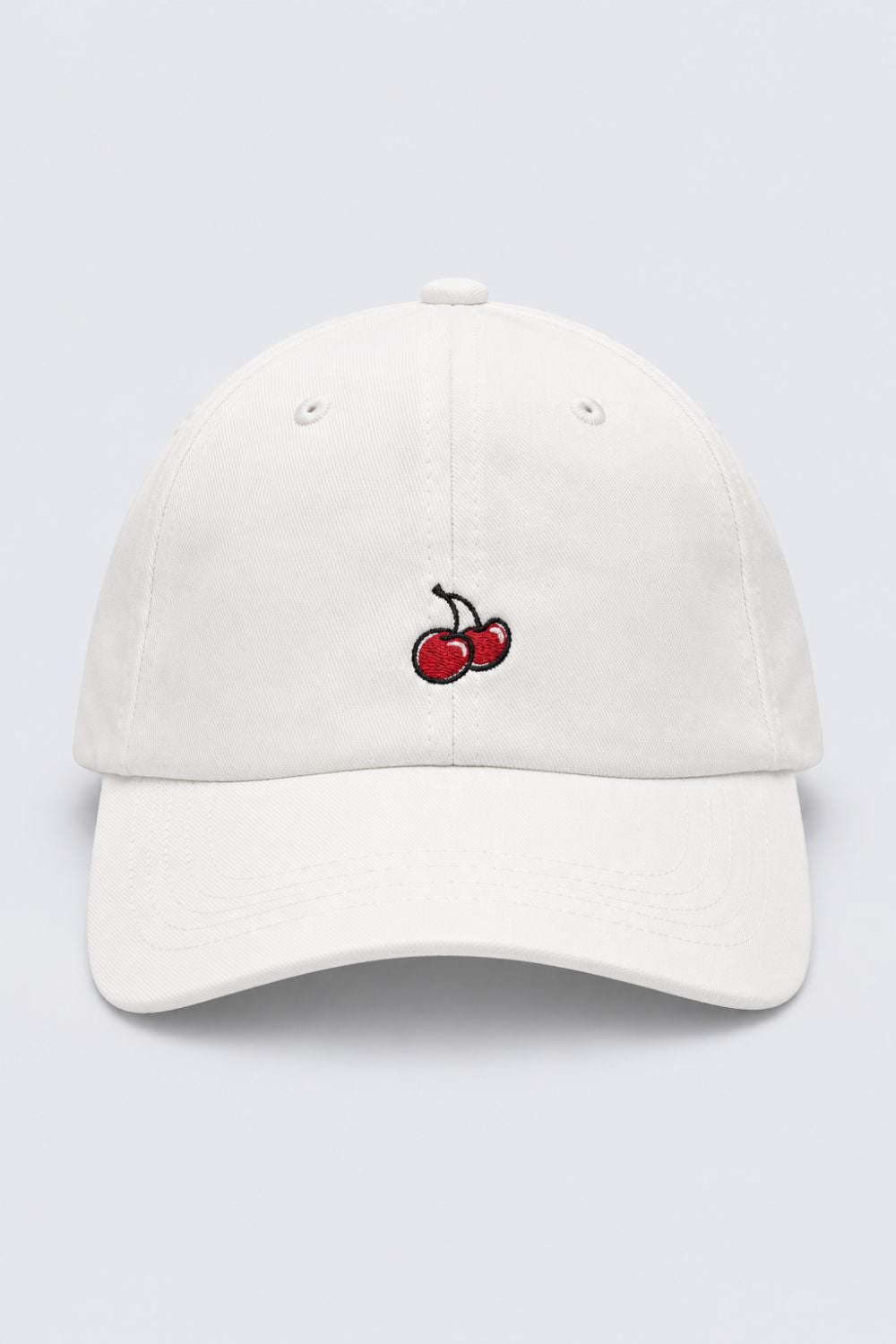 Womens White Cherry Embroidered Cap - Image 5