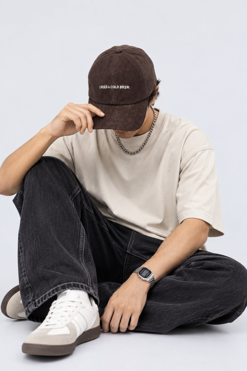Mens Brown Slogan Cap - Image 1
