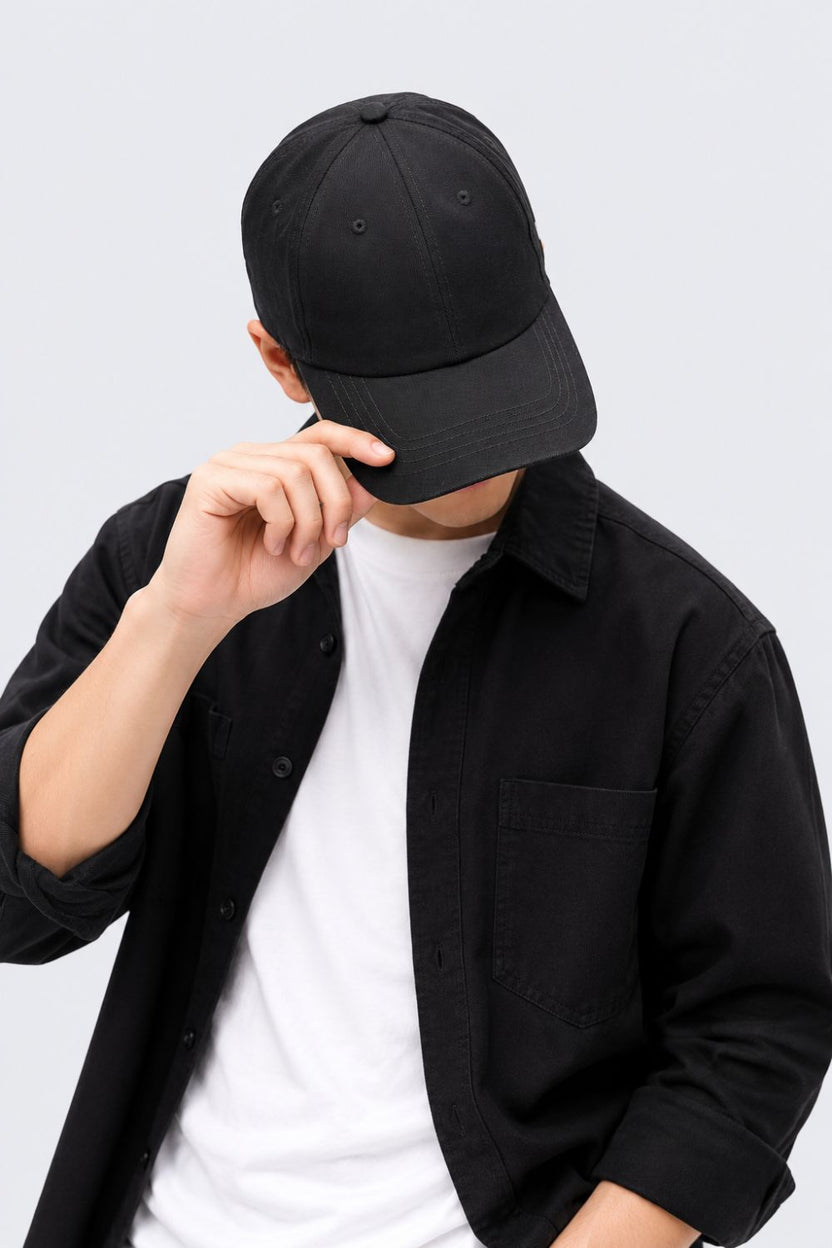 Mens Black Solid Cap - Image 1