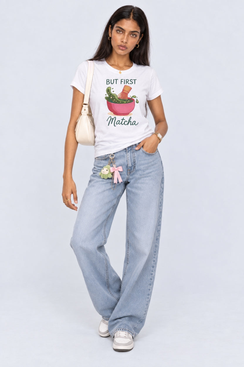 Womens White Matcha Graphic Print T-Shirt - Image 6