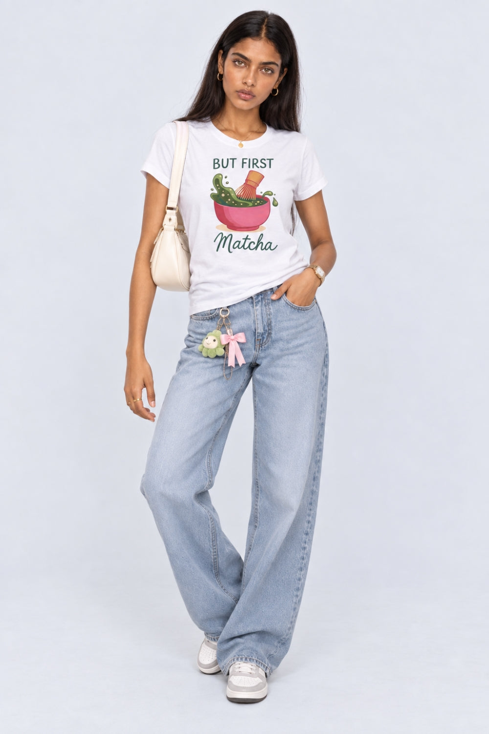 Womens White Matcha Graphic Print T-Shirt - Image 6