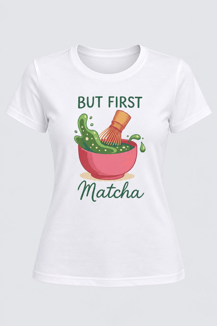 Womens White Matcha Graphic Print T-Shirt - Image 7