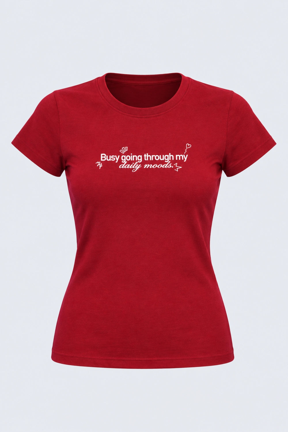 Womens Red Slogan Print Crop T-Shirt - Image 7