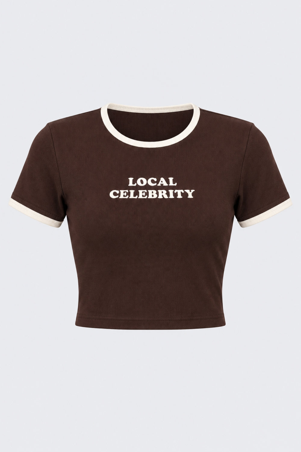 Womens Brown Typographic Crop T-Shirt - Image 7