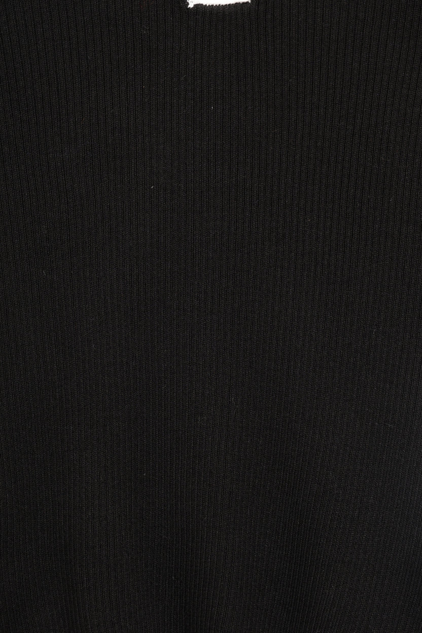 Womens Black Ribbed Polo Neck Top - Image 8