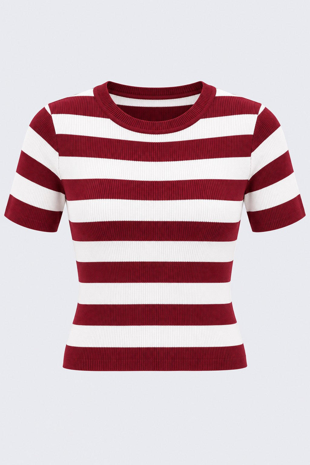 Womens Red Striped T-Shirt - Image 7