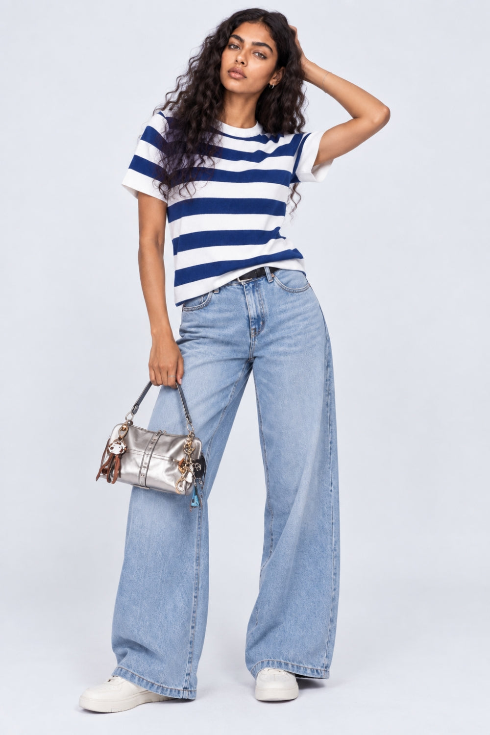Womens Blue Striped T-Shirt - Image 6