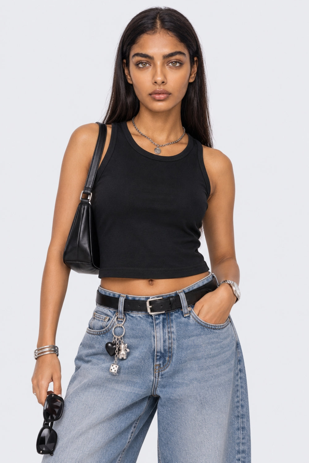 Womens Black Solid Camisole - Image 1