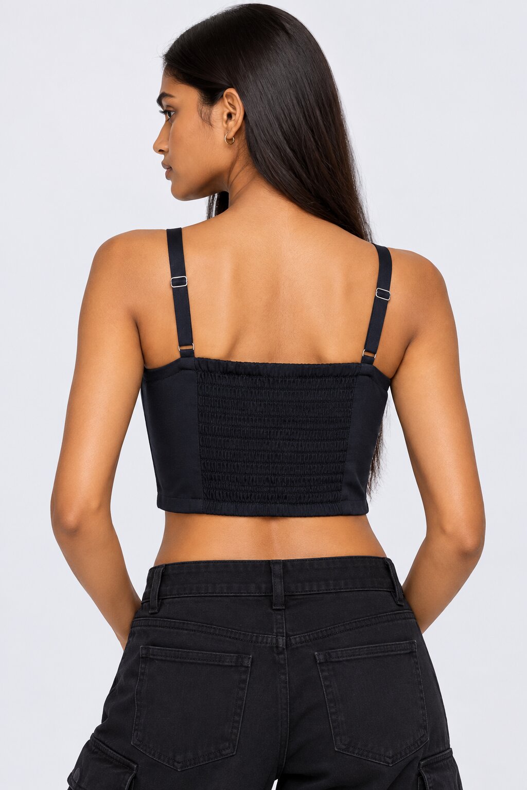 Womens Embroidered Strappy Crop Top - Image 5