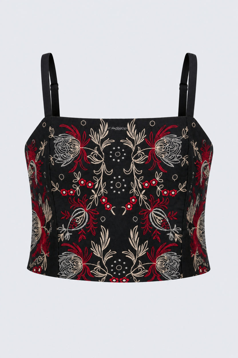 Womens Embroidered Strappy Crop Top - Image 7