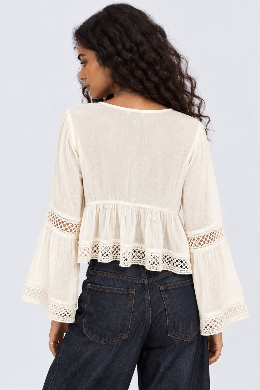 Womens Regular Fit Tassel Tie Peplum Top - Image 5