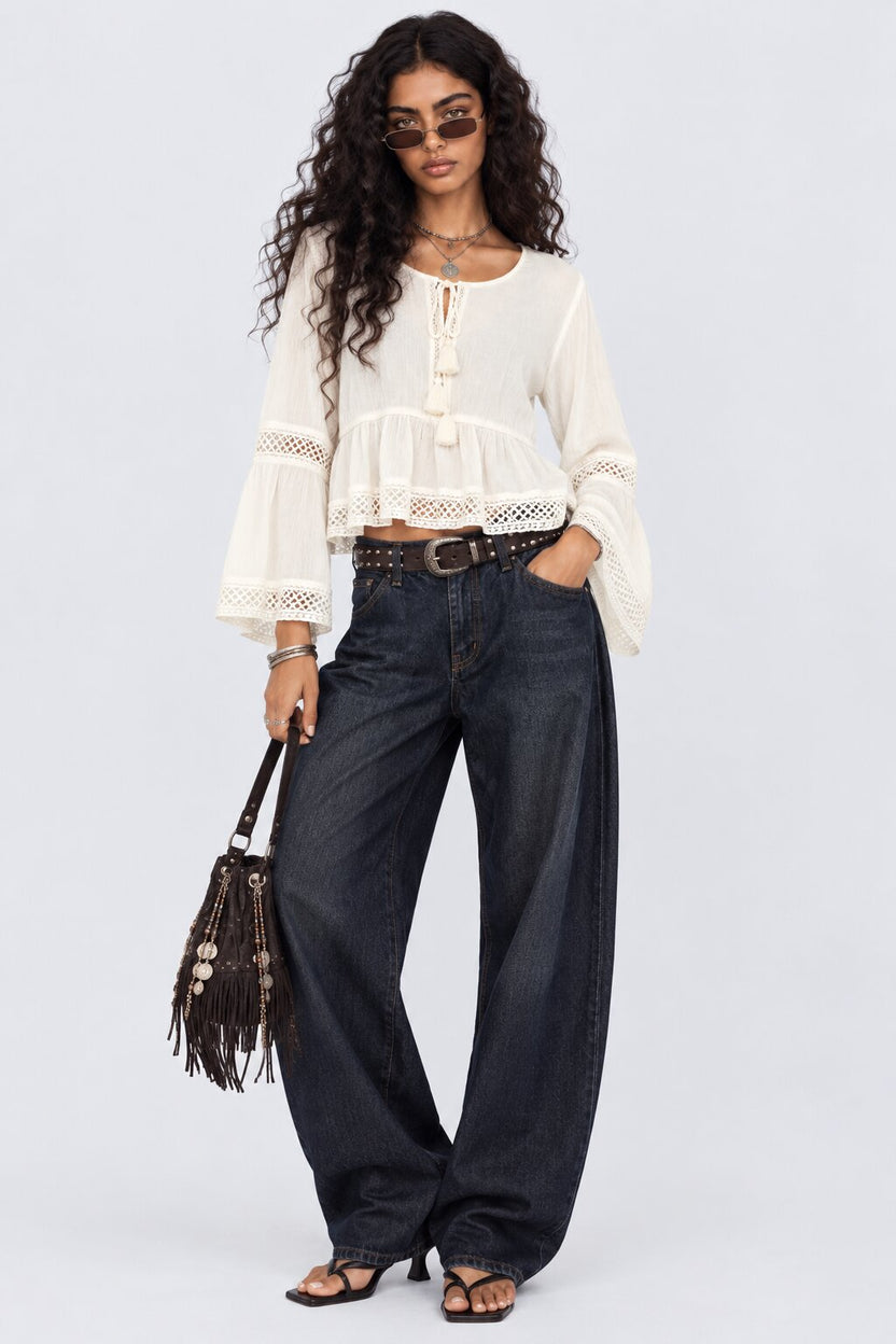 Womens Regular Fit Tassel Tie Peplum Top - Image 6