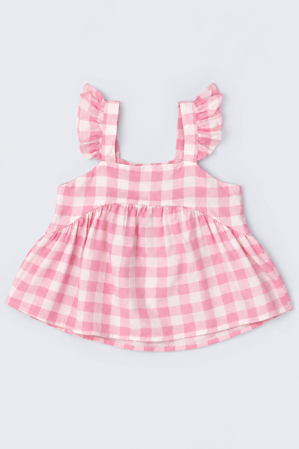 Girls Pink Regular Fit Checked Co-Ord Set - Image 2