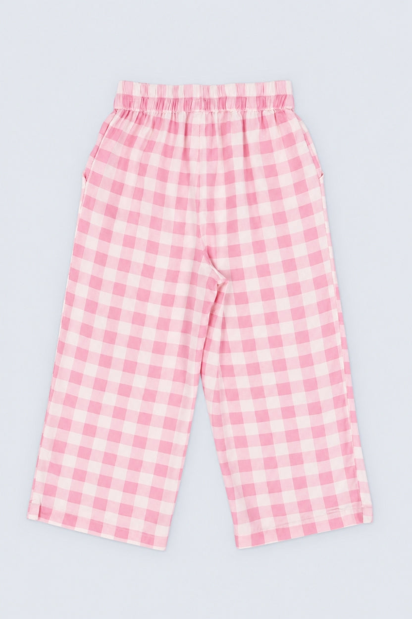 Girls Pink Regular Fit Checked Co-Ord Set - Image 3