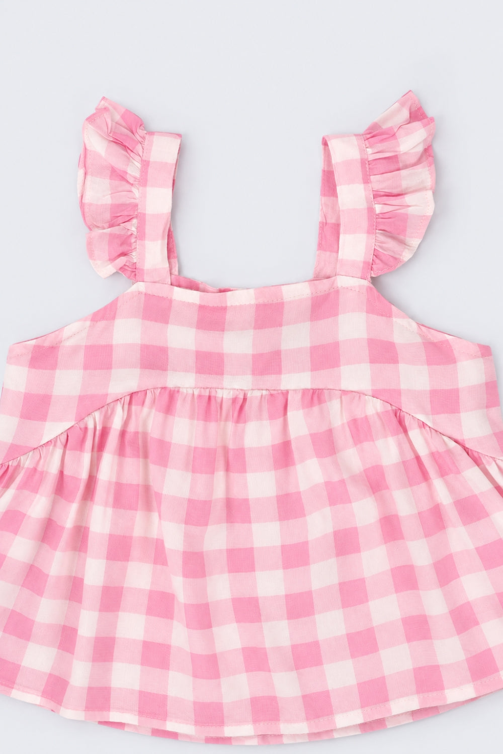 Girls Pink Regular Fit Checked Co-Ord Set - Image 6
