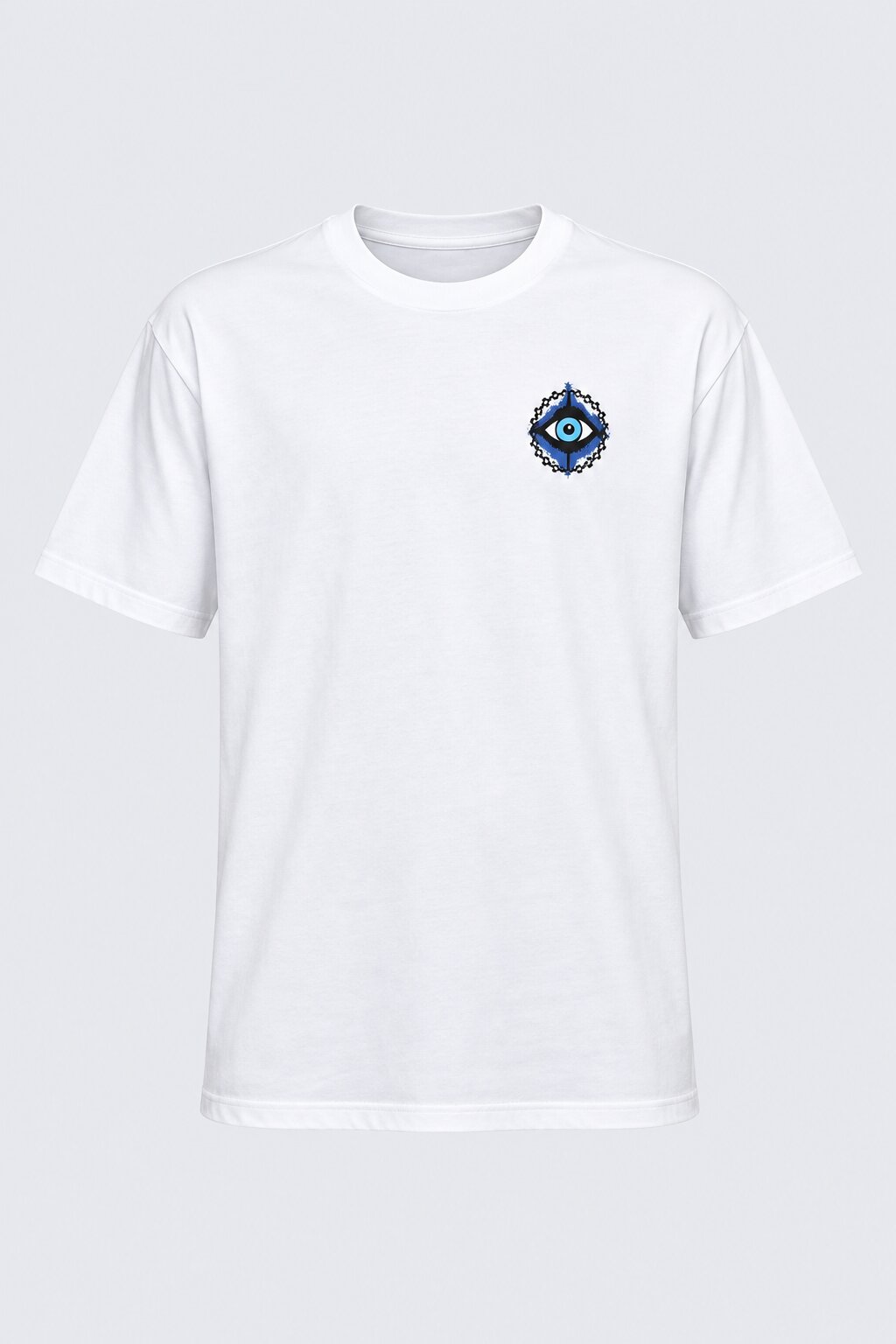 Mens White Evil Eye Graphic Print T-Shirt - Image 6