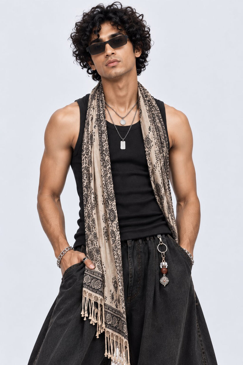 Mens Black Ribbed Solid T-Shirt - Image 1