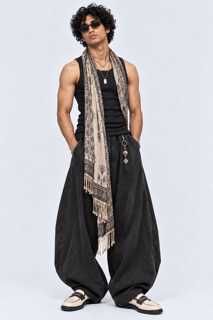 Mens Black Ribbed Solid T-Shirt - Image 6